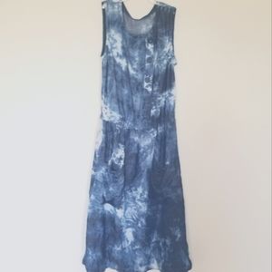 White & Blue Tie Dye Dress